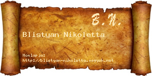 Blistyan Nikoletta névjegykártya